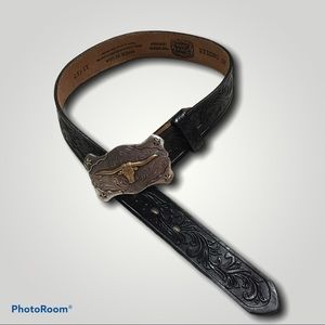 Tony Lama Kids Black Cowboy Buckle Belt Si…